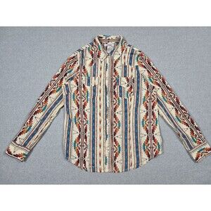 Back In The Saddle Womens Aztec Pearl Snap Shirt Sz S Western Cowgirl Cowboy